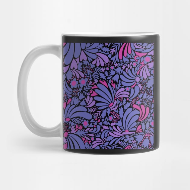 Swirly flowers very peri, pink and black by Kimmygowland